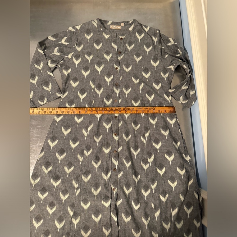 Utsa Grey Ikat Floral A-Line Kurta - Picture 7 of 13